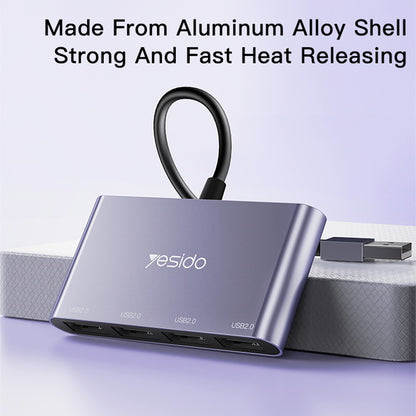 Hub USB Yesido HB12, 4in1, Sivi