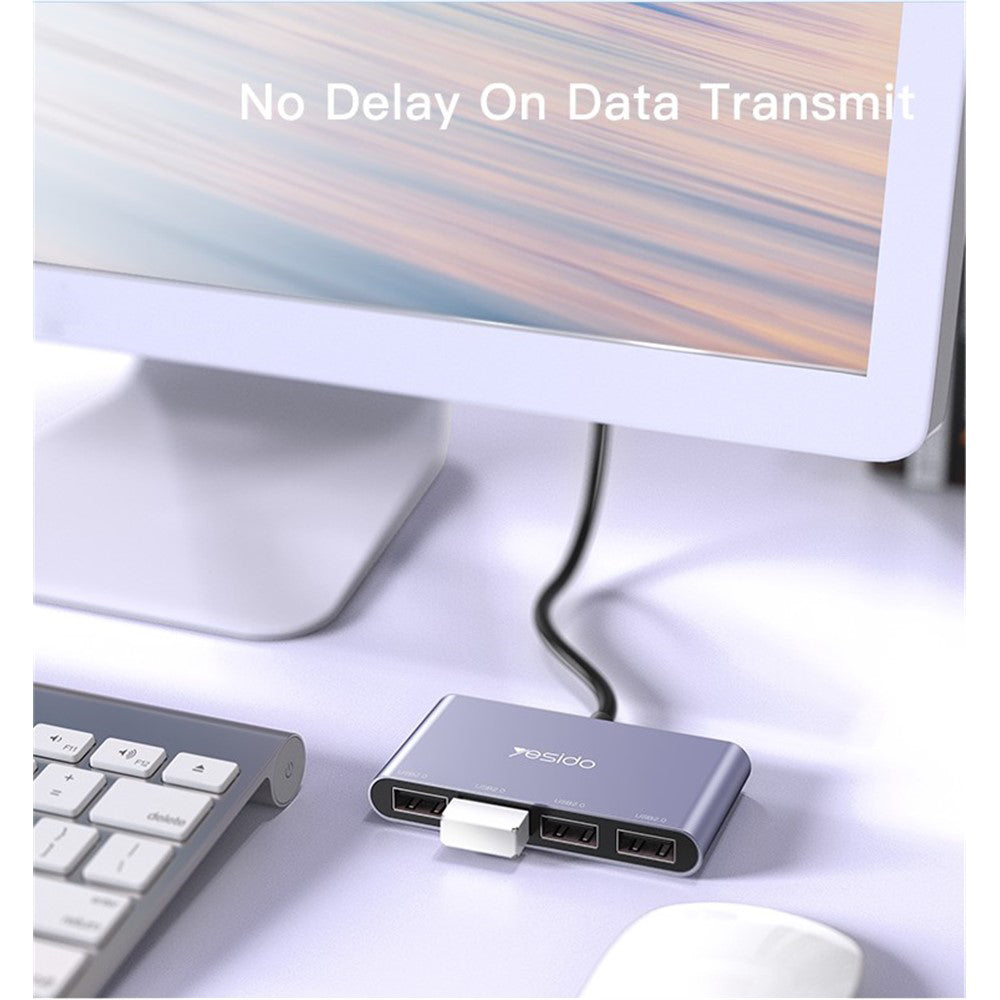 Hub USB Yesido HB12, 4in1, Sivi