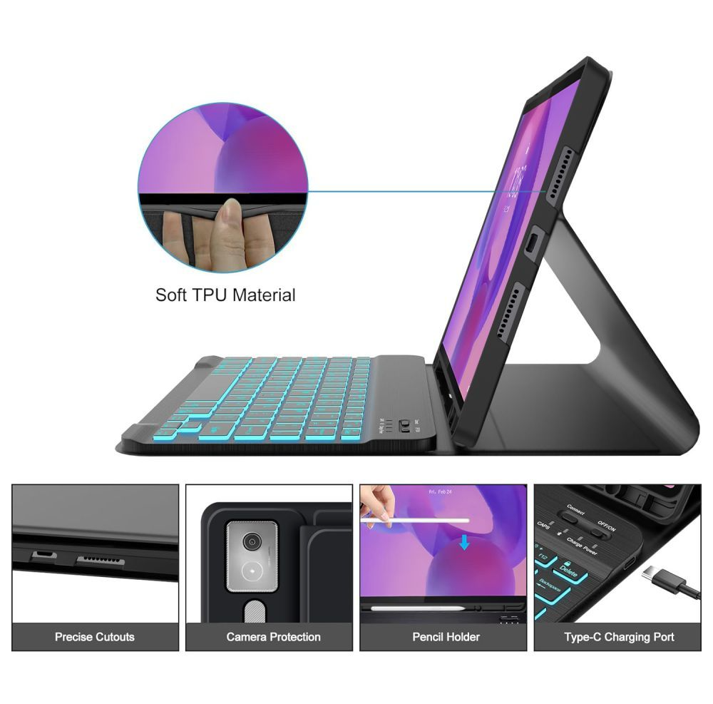 Futrola sa tastaturom za Lenovo Idea Tab Pro, Tech-Protect, SC PEN, Crna