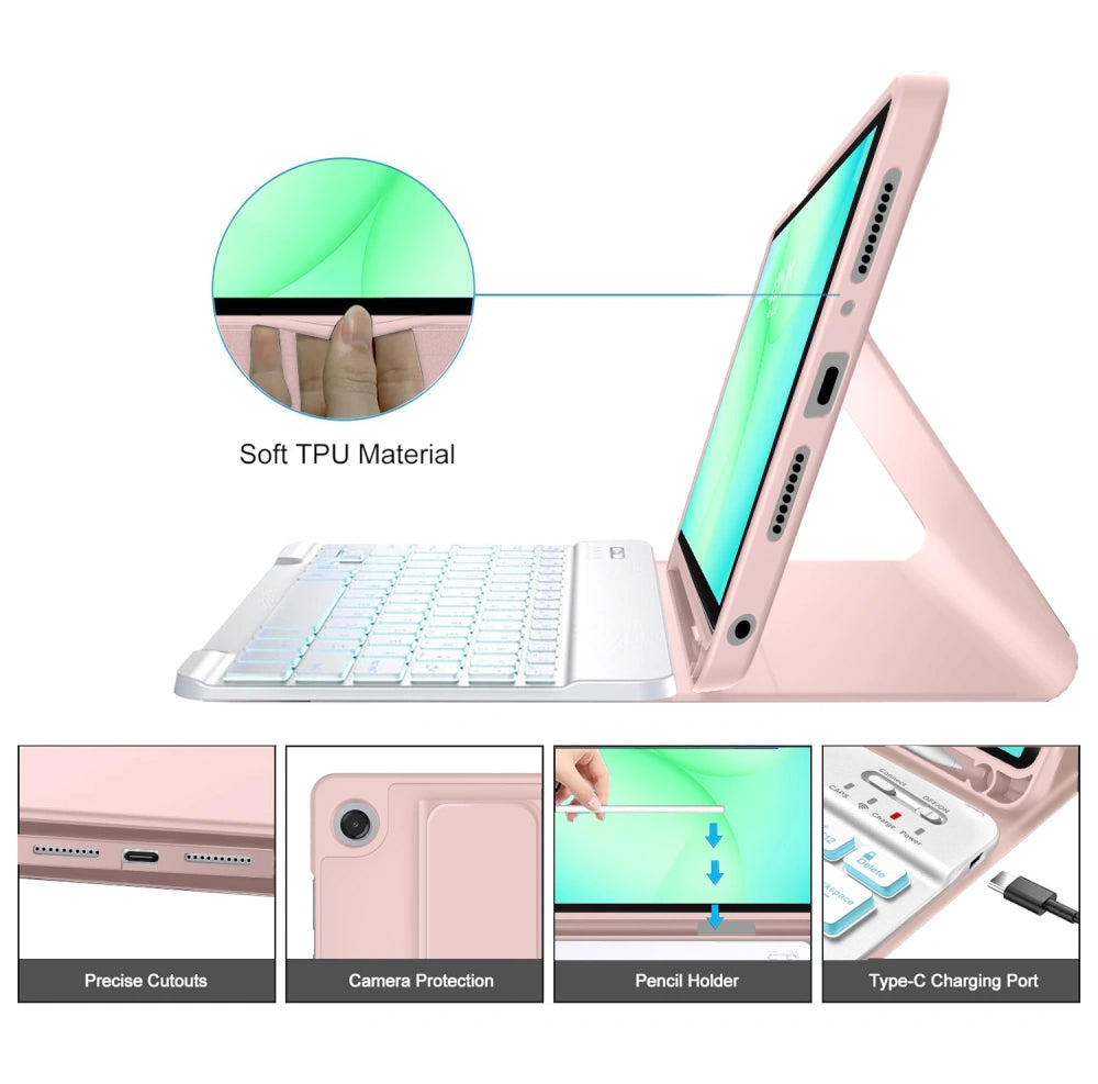 Futrola sa tastaturom za Samsung Galaxy Tab A11+ / Tab A9+, Tech-Protect, SC PEN, Roze