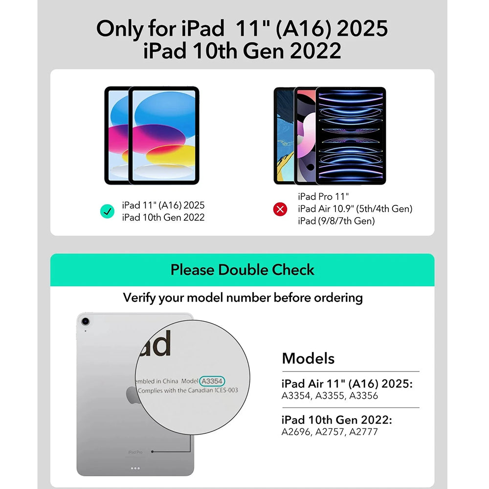 Futrola sa tastaturom za Apple iPad (2025) / (2022), ESR, Rebound, Siva