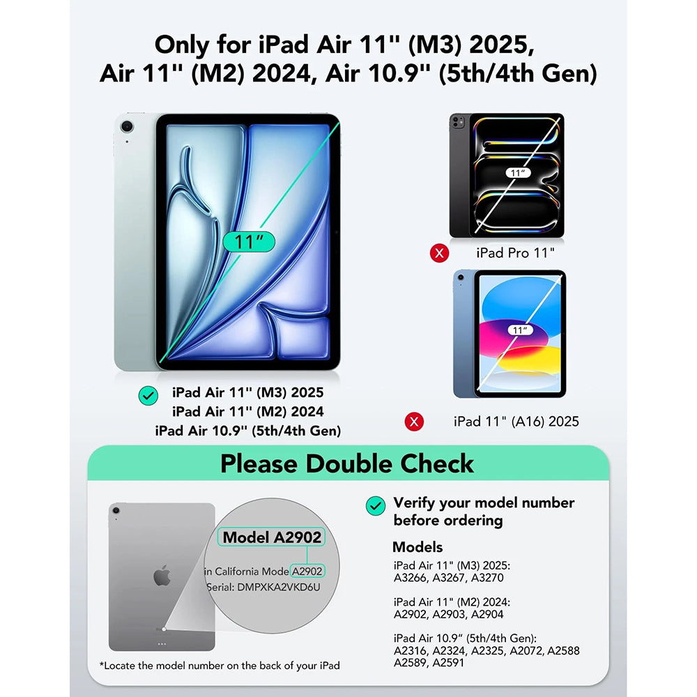 Futrola sa tastaturom za Apple iPad Air 11 (2026) / iPad Air 11 (2025) / Air 11 (2024) / Air (2022) / Air (2020), ESR, Flex, Siva