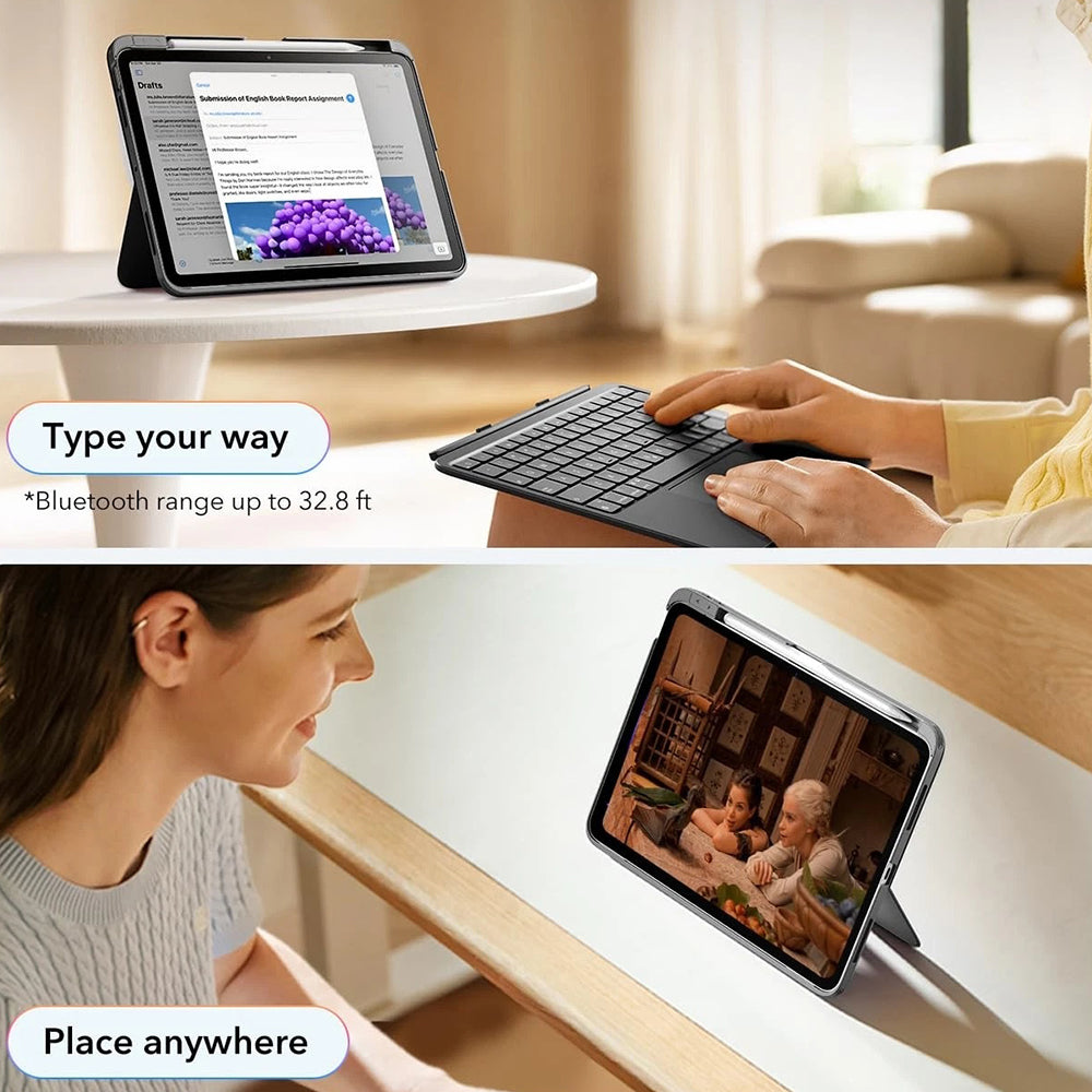 Futrola sa tastaturom za Apple iPad Air 11 (2026) / iPad Air 11 (2025) / Air 11 (2024) / Air (2022) / Air (2020), ESR, Flex, Siva