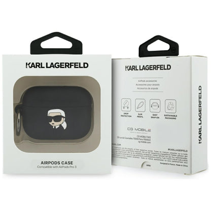 Futrola Karl Lagerfeld 3D Karl's Head za Apple Airpods Pro 3, Crna