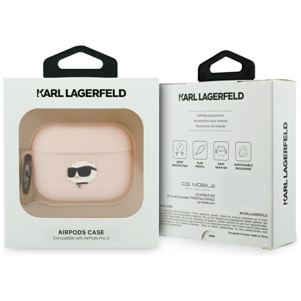 Futrola Karl Lagerfeld Silicone Choupette's Head 3D za Apple AirPods Pro 3, Roze