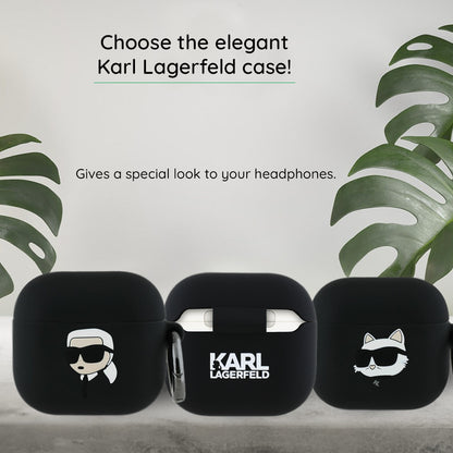 Futrola Karl Lagerfeld 3D Karl & Choupette's Heads za Apple AirPods 4, Crna