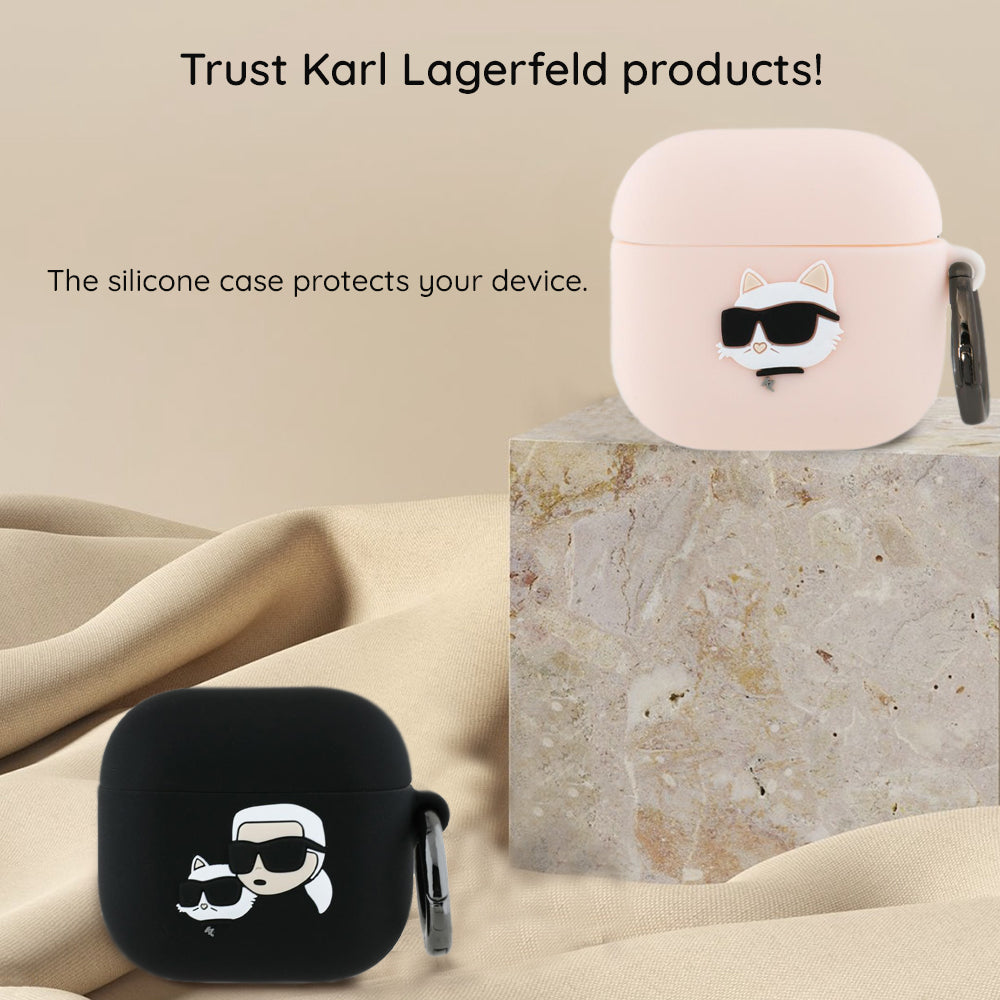 Futrola Karl Lagerfeld 3D Karl & Choupette's Heads za Apple AirPods 4, Crna