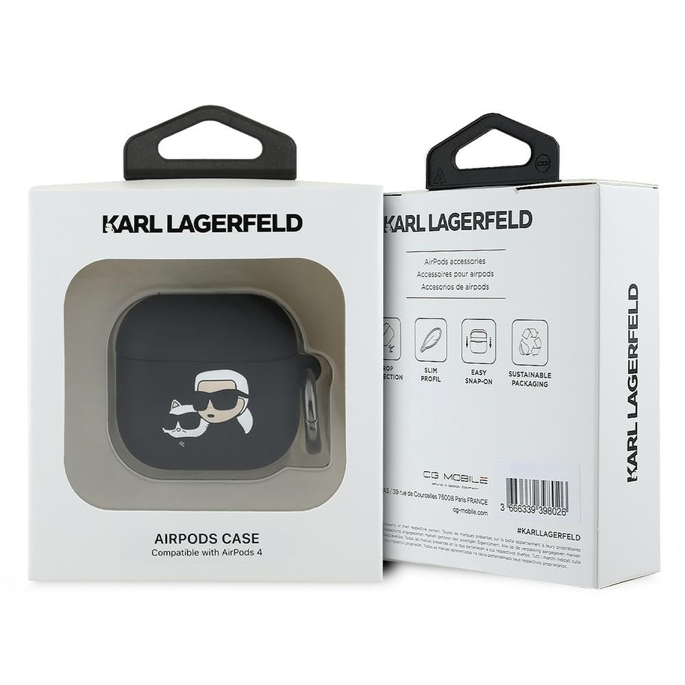 Futrola Karl Lagerfeld 3D Karl & Choupette's Heads za Apple AirPods 4, Crna