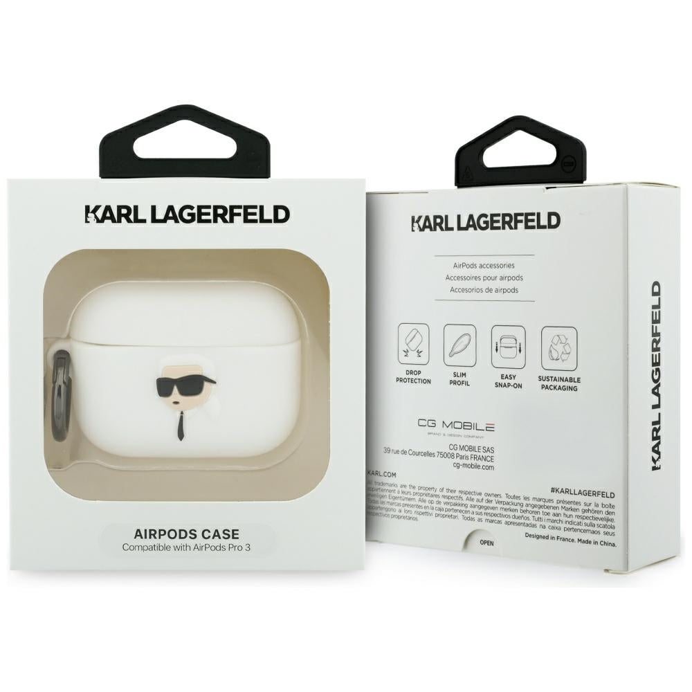 Futrola Karl Lagerfeld 3D Karl's Head za Apple AirPods Pro 3, Bela