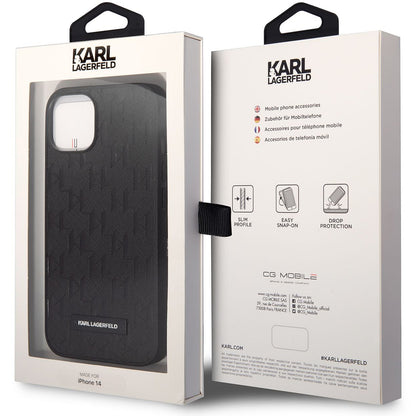Futrola za Apple iPhone 14 Plus, Karl Lagerfeld, Saffiano Monogram Metal Logo, Crna