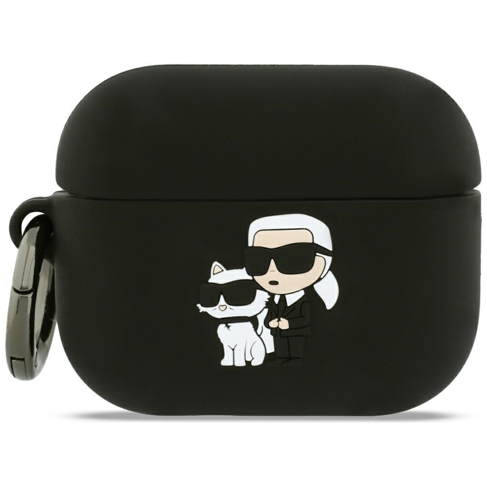 Futrola Karl Lagerfeld Silicone Karl & Choupette 3D za Apple AirPods Pro 3, Crna