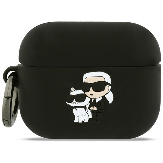 Futrola Karl Lagerfeld Silicone Karl & Choupette 3D za Apple AirPods Pro 3, Crna