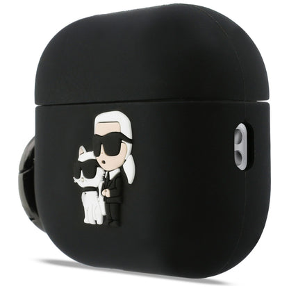 Futrola Karl Lagerfeld Silicone Karl & Choupette 3D za Apple AirPods Pro 3, Crna