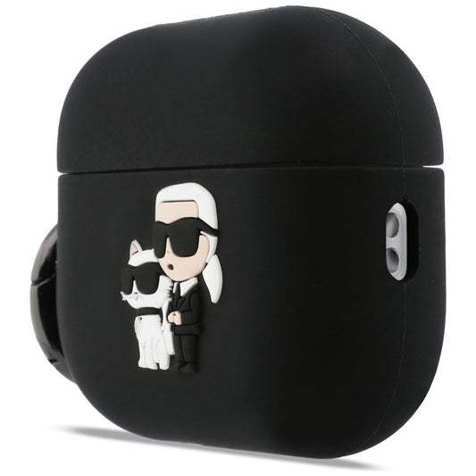 Futrola Karl Lagerfeld Silicone Karl & Choupette 3D za Apple AirPods Pro 3, Crna