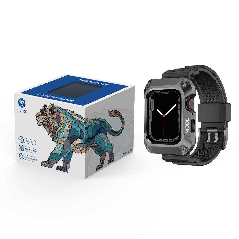 Kaiš Lito RuggedArmor za Apple Watch 44mm seriju, sivi