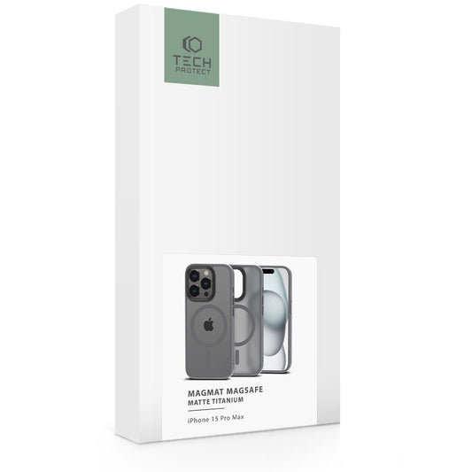 MagSafe Case for Apple iPhone 15 Pro Max, Tech-Protect, Magmat, Magmat, Gray 