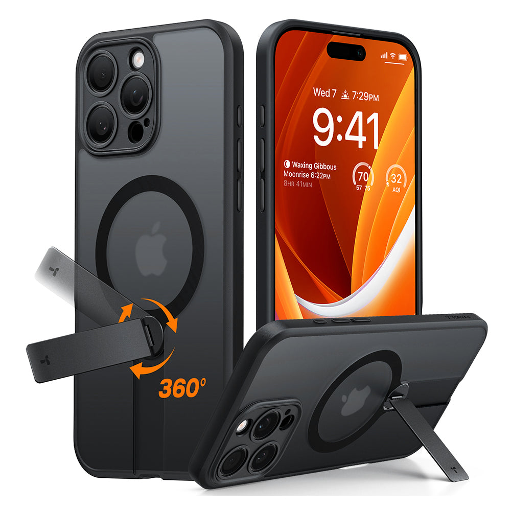 Futrola MagSafe za Apple iPhone 16 Pro, Torras, Pstand Spin, Crna