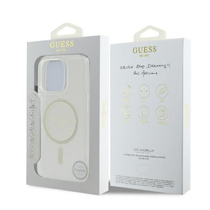 Futrola MagSafe za Apple iPhone 16 Pro, Guess, IML Glitter Ring, Transparentna GUHMP16LHFGERET