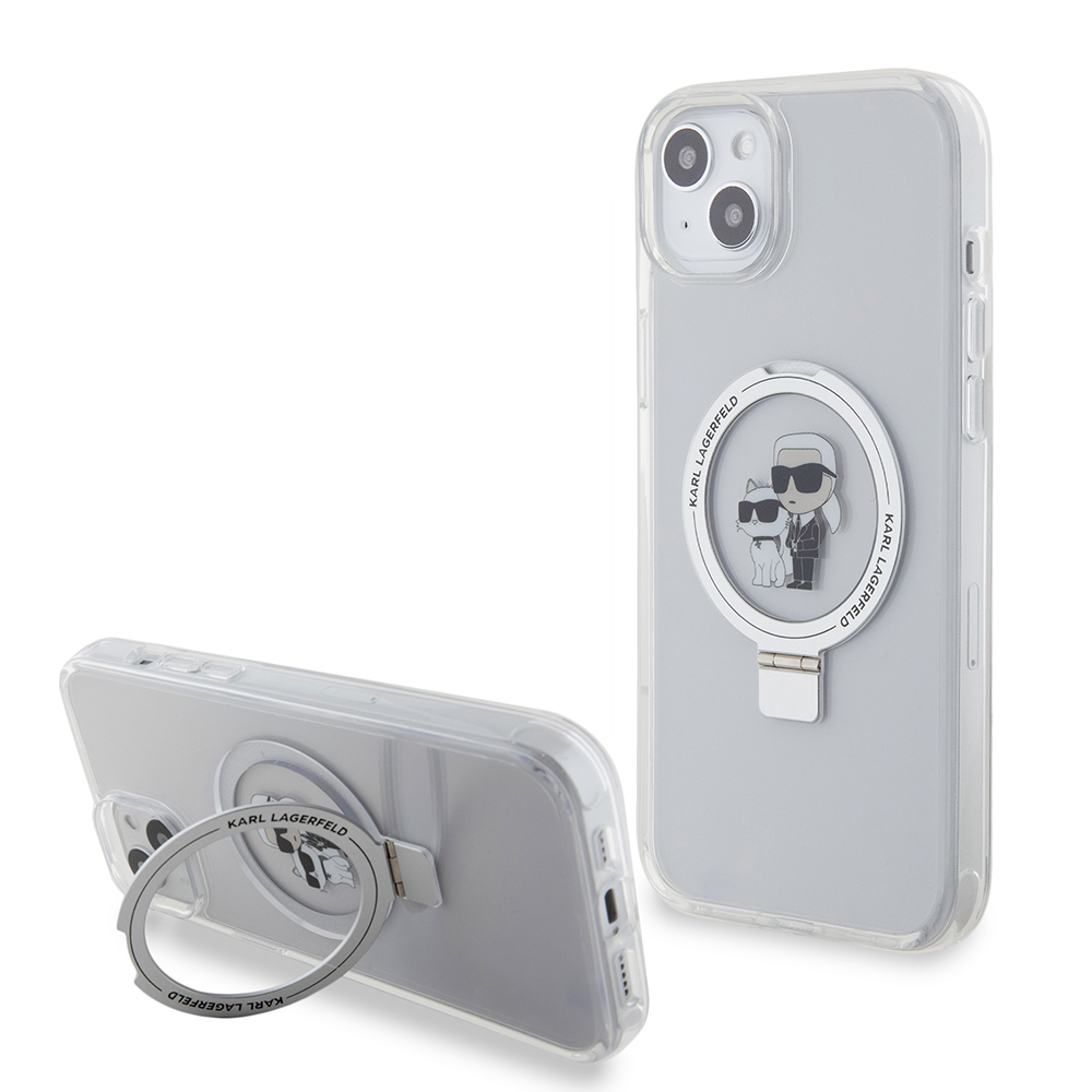 MagSafe futrola za Apple iPhone 15 Plus, Karl Lagerfeld, Ringstand Karl i Choupette, Bela, Ponovo zapečaćena