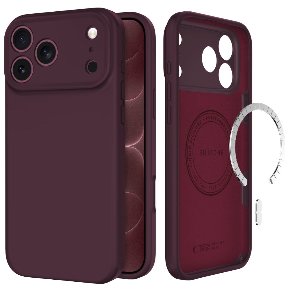 MagSafe maska za Apple iPhone 18 Pro / 17 Pro, Tech-Protect, silikonska, bordo boje