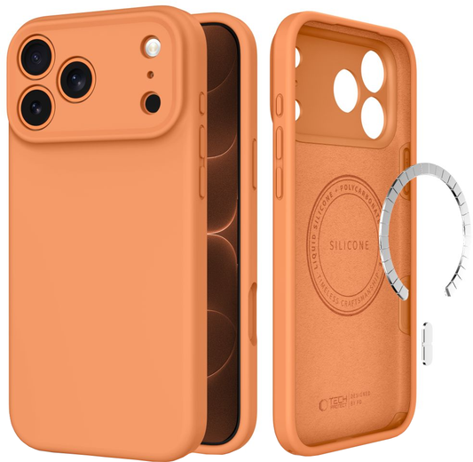 MagSafe maska za Apple iPhone 18 Pro Max / 17 Pro Max, Tech-Protect, silikonska, narandžasta
