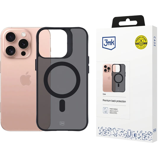 MagSafe Case for Apple iPhone 16 Pro, 3MK, Smoke MagCase, Black 