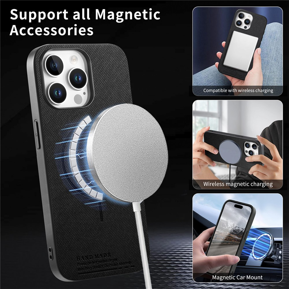 MagSafe futrola za Apple iPhone 16 Pro Max, OEM, Platno, Crna