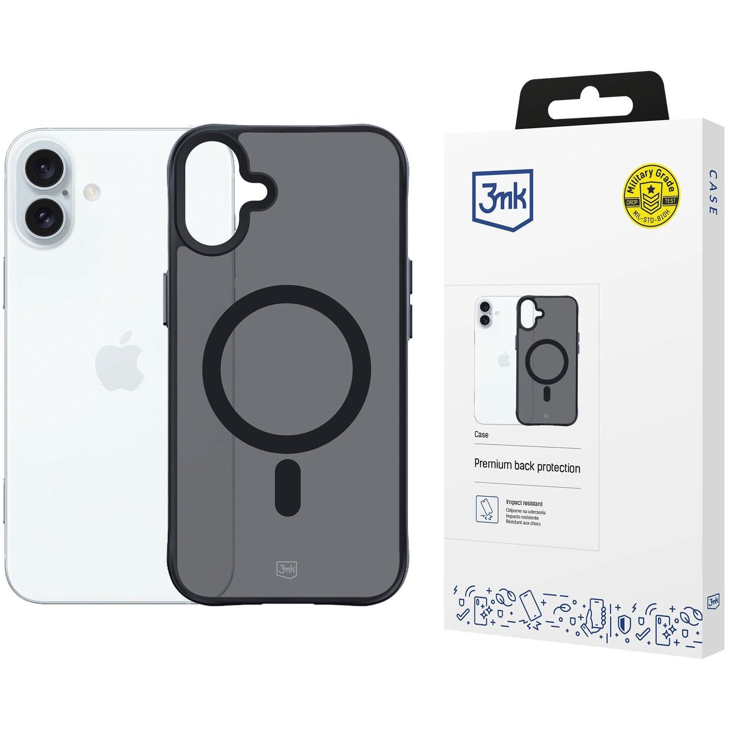 Futrola MagSafe za Apple iPhone 16 Plus, 3MK, Smoke MagCase, Crna