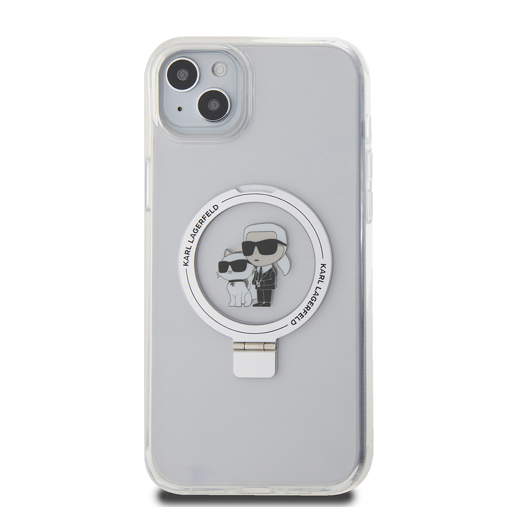 MagSafe futrola za Apple iPhone 15 Plus, Karl Lagerfeld, Ringstand Karl i Choupette, Bela, Ponovo zapečaćena