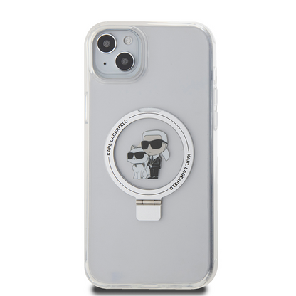 MagSafe futrola za Apple iPhone 15 Plus, Karl Lagerfeld, Ringstand Karl i Choupette, Bela, Ponovo zapečaćena