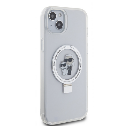 MagSafe futrola za Apple iPhone 15 Plus, Karl Lagerfeld, Ringstand Karl i Choupette, Bela, Ponovo zapečaćena