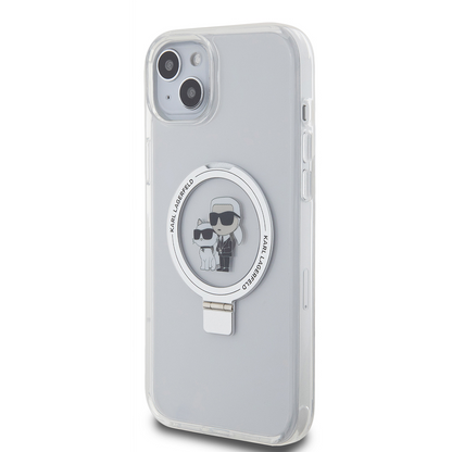 MagSafe futrola za Apple iPhone 15 Plus, Karl Lagerfeld, Ringstand Karl i Choupette, Bela, Ponovo zapečaćena