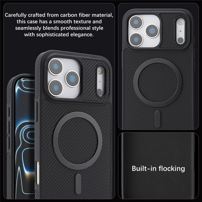 MagSafe futrola za Apple iPhone 17 Pro Max, OEM, Carbon Metal Ring, Crna