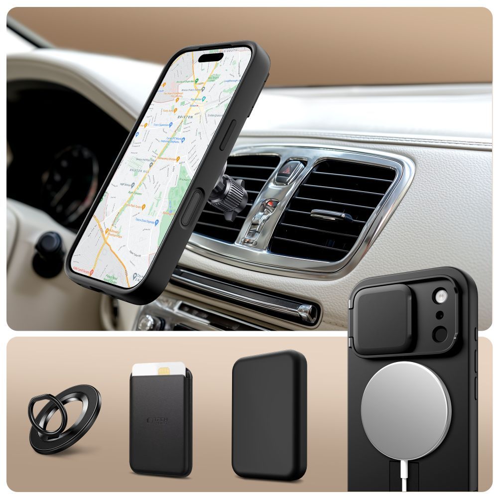 Futrola MagSafe za Apple iPhone 17 Pro Max, Tech-Protect, Kevlar Aura, Crna