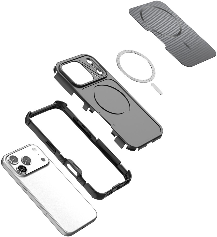MagSafe futrola za Apple iPhone 18 Pro Max / 17 Pro Max, OEM, Karbonska i Zaštita Uglova, Crna