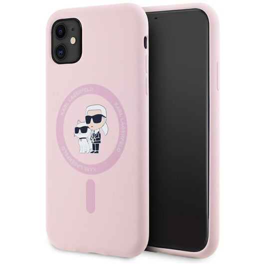 Futrola MagSafe za Apple iPhone 11, Karl Lagerfeld, Silikonska Karl & Choupette, Roze