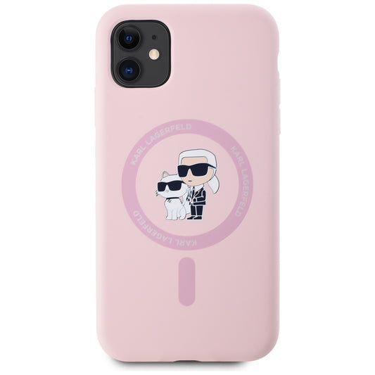 Futrola MagSafe za Apple iPhone 11, Karl Lagerfeld, Silikonska Karl & Choupette, Roze