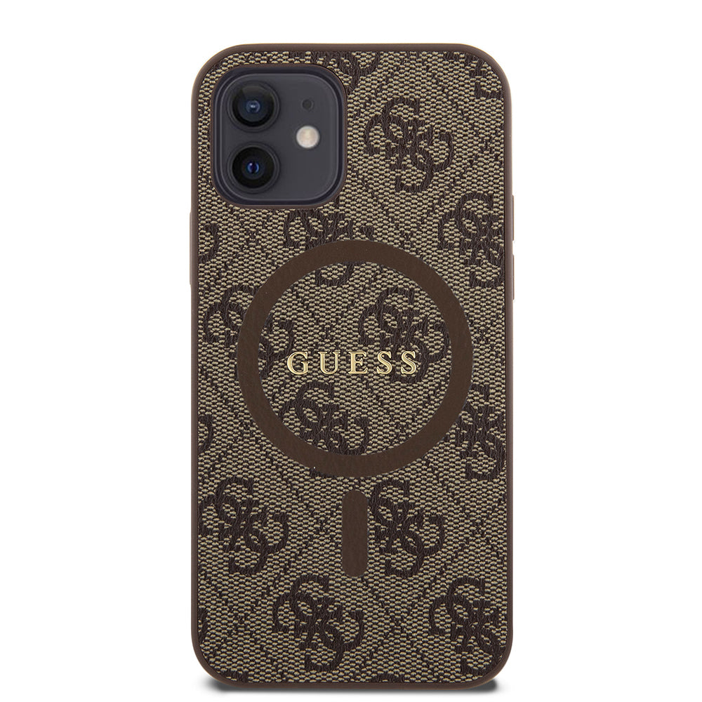 Futrola MagSafe za Apple iPhone 12 / 12 Pro, Guess, 4G Ring Classic Logo, Braon