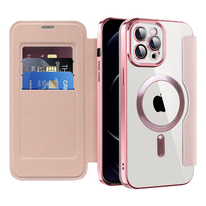 MagSafe futrola za Apple iPhone 12 Pro Max, Techsuit, SmartMag Book, Roze