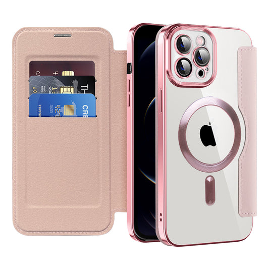 MagSafe futrola za Apple iPhone 12 Pro Max, Techsuit, SmartMag Book, Roze