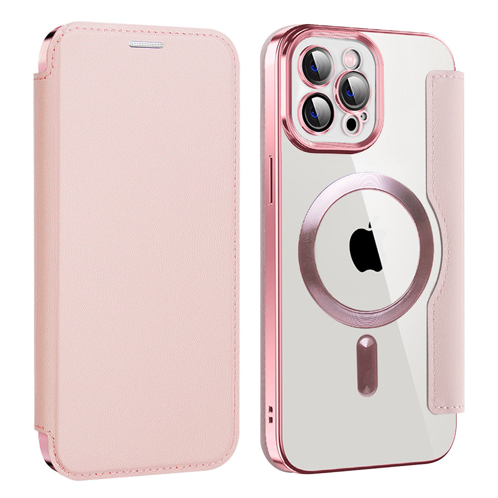 MagSafe futrola za Apple iPhone 12 Pro Max, Techsuit, SmartMag Book, Roze