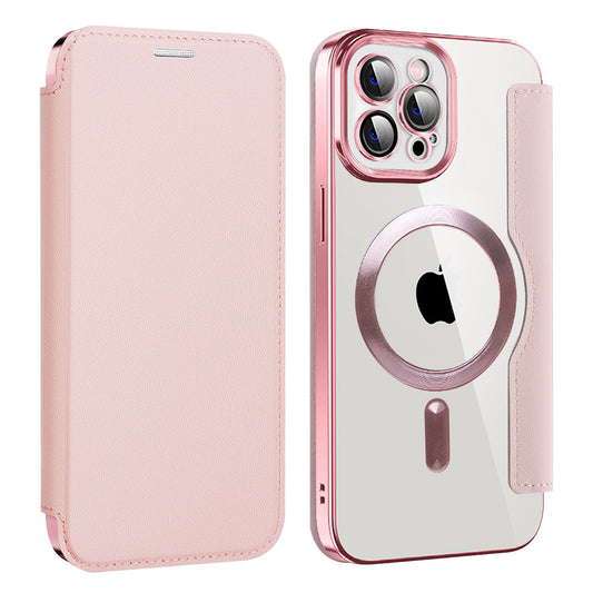 MagSafe futrola za Apple iPhone 12 Pro Max, Techsuit, SmartMag Book, Roze