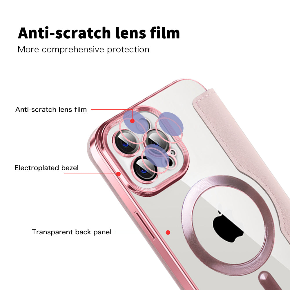 MagSafe futrola za Apple iPhone 12 Pro Max, Techsuit, SmartMag Book, Roze