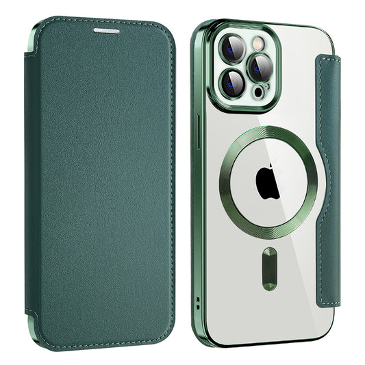 MagSafe futrola za Apple iPhone 12 Pro Max, Techsuit, SmartMag Book, Zelena