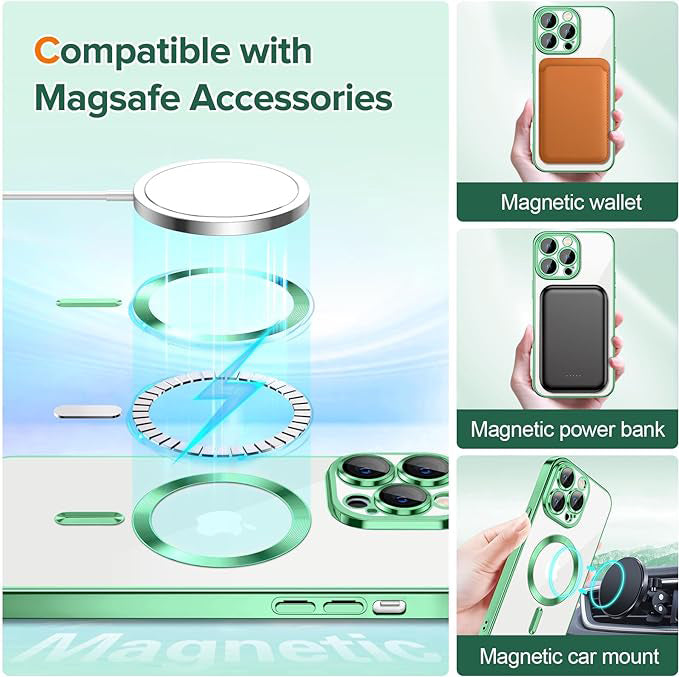 MagSafe futrola za Apple iPhone 12 Pro, Techsuit, Luxury Crystal, Svetlo Zelena