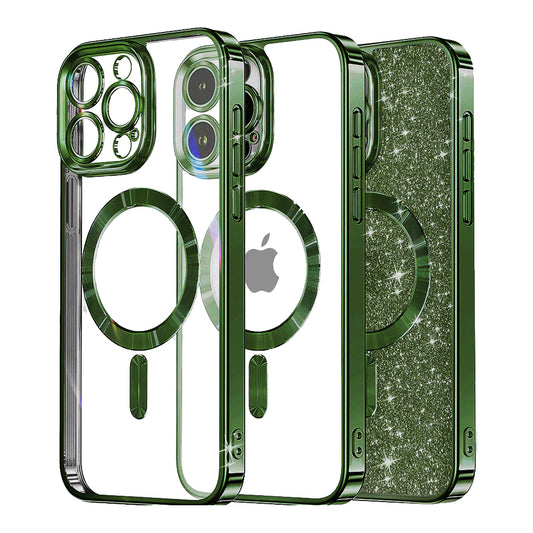 MagSafe futrola za Apple iPhone 12 Pro, Techsuit, Luxury Glitter, Tamno Zelena