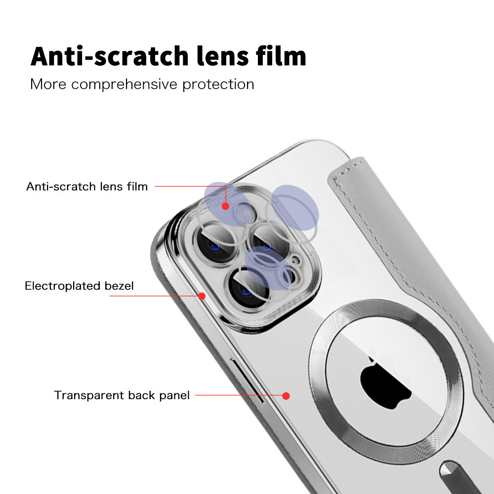MagSafe futrola za Apple iPhone 12 Pro, Techsuit, SmartMag Book, Siva