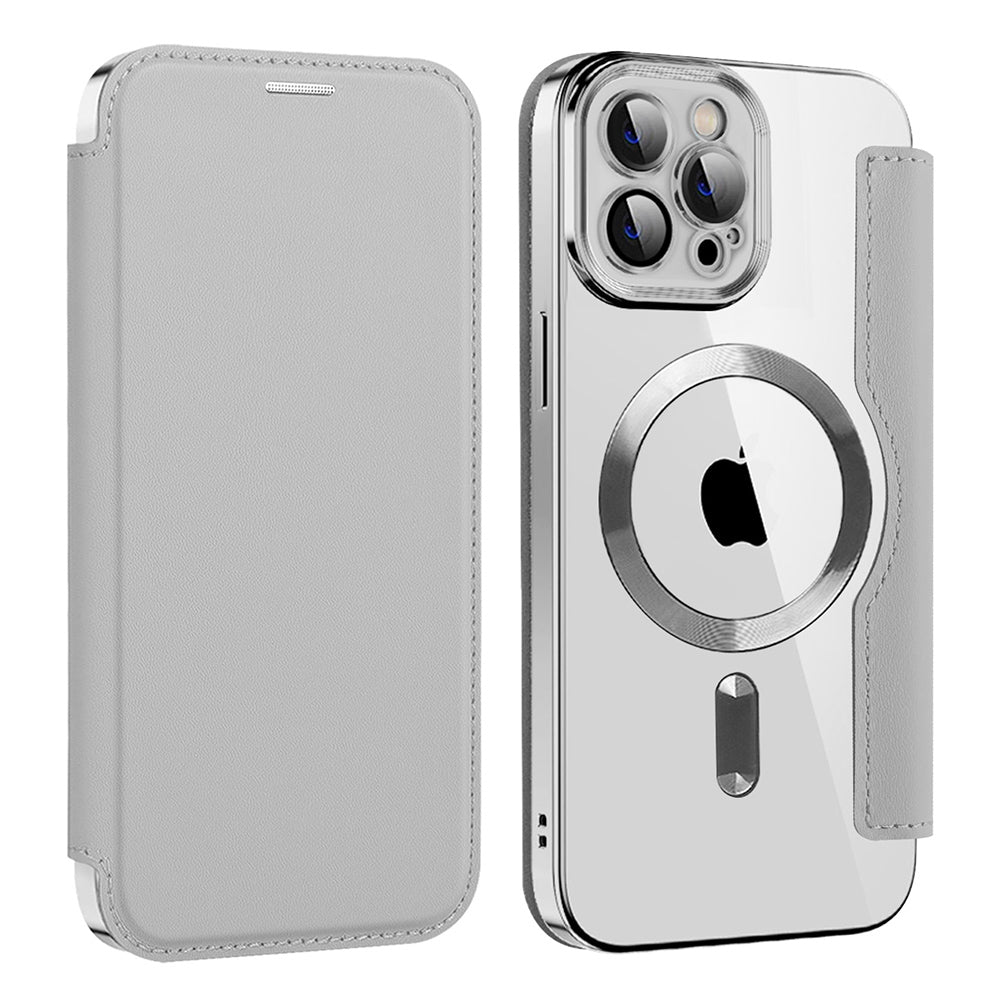 MagSafe futrola za Apple iPhone 12 Pro, Techsuit, SmartMag Book, Siva