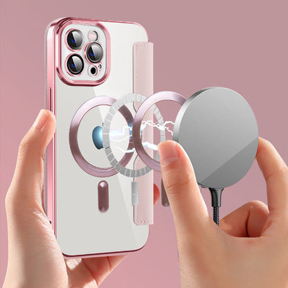 MagSafe futrola za Apple iPhone 12 Pro, Techsuit, SmartMag Book, Roze