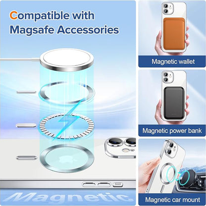 MagSafe futrola za Apple iPhone 12, Techsuit, Luxury Crystal, Srebrna